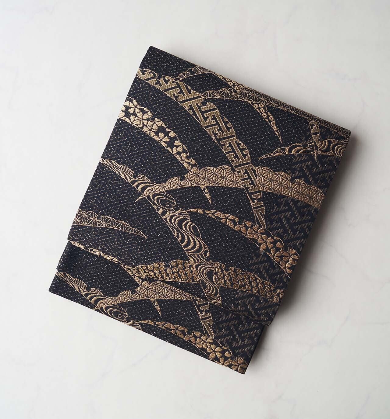 ふくろ帯】黒色地 露芝文 ふくろ帯 | 大山キモノ・ちぇらうなぼるた