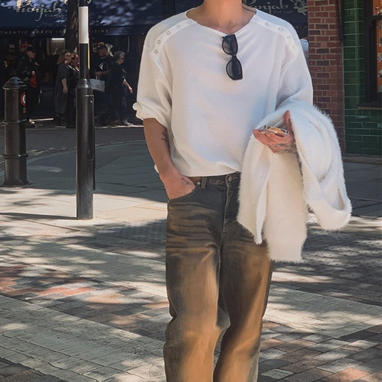 ネックスナップボタンロングTシャツ　991