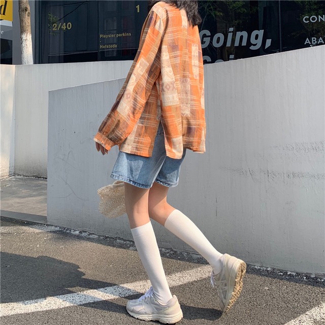 サマーシャツ トップス スタンダードプリント ロング レトロ 夏物 萌量不足2776013583