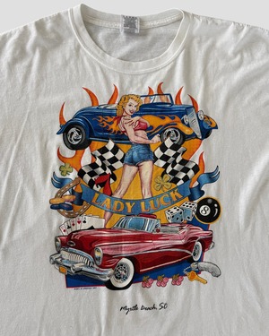 -LADY LUCK- Vintage 00s XL Print T-shirt