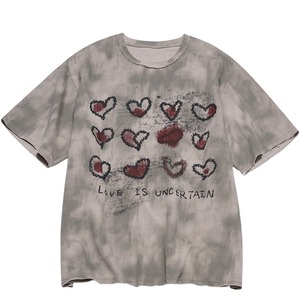 STILL YOUヴィンテージハートの落書き半袖Tシャツ