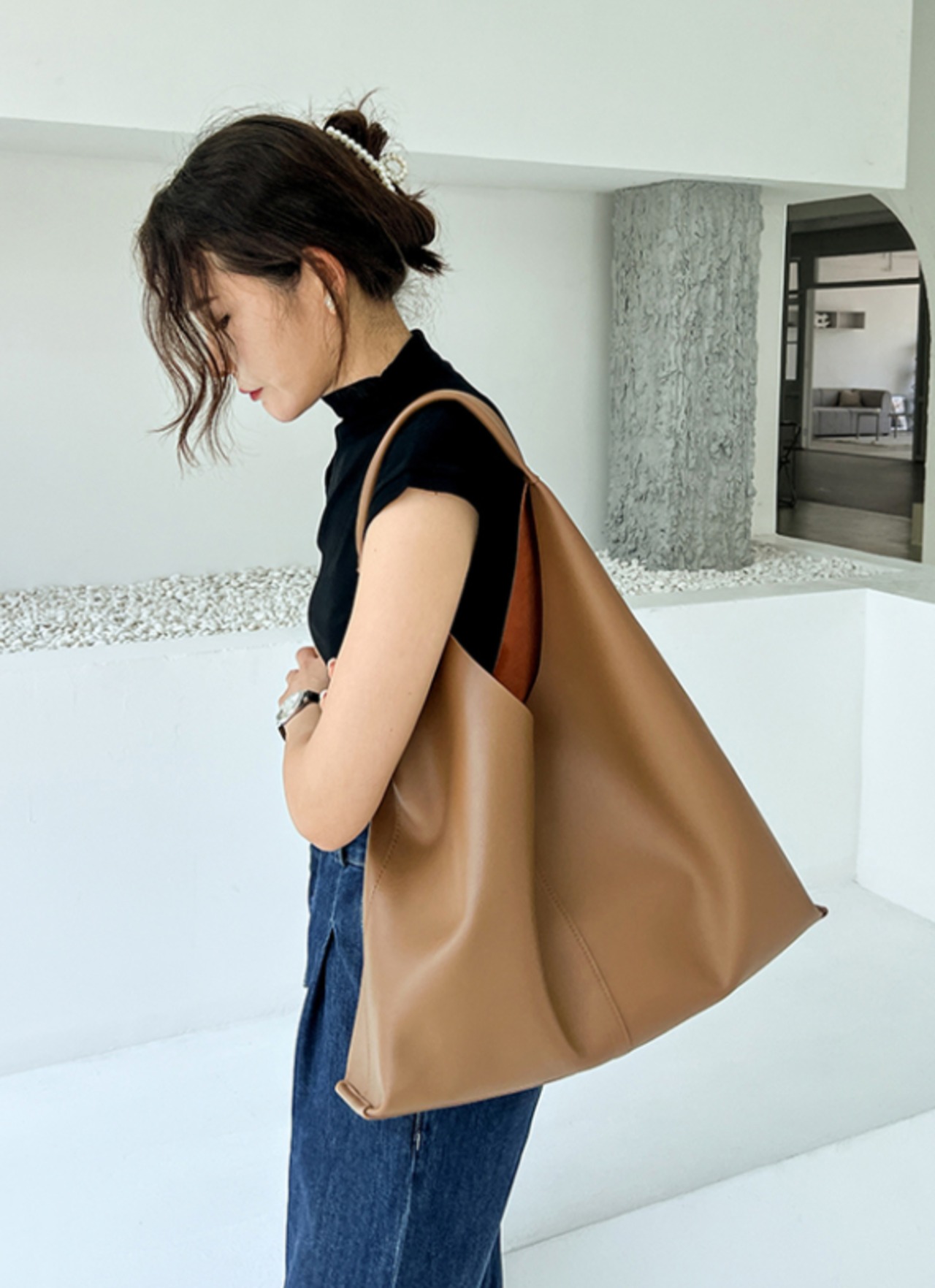 本革 シンプルワンショルダーバッグ