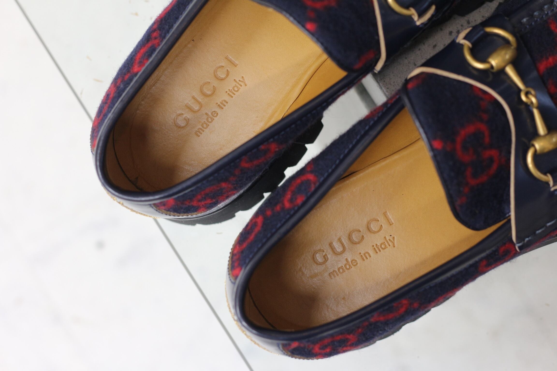 gucci グッチ ホースビットローファー GGモノグラム フェルト メンズ 7 