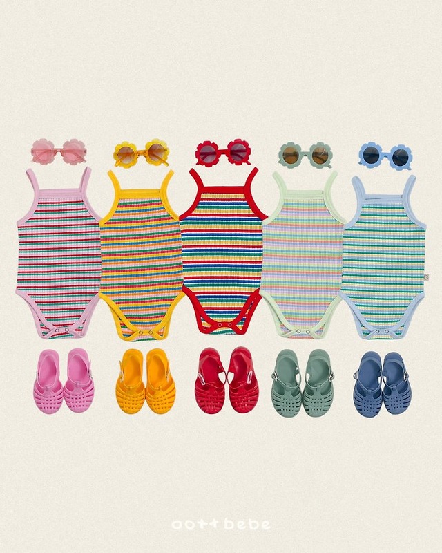 【取寄】oottbebe｜rainbow strap sleeveless suit｜虹色ストラップノースリーブベビースーツ｜S-M｜baby｜26 summer