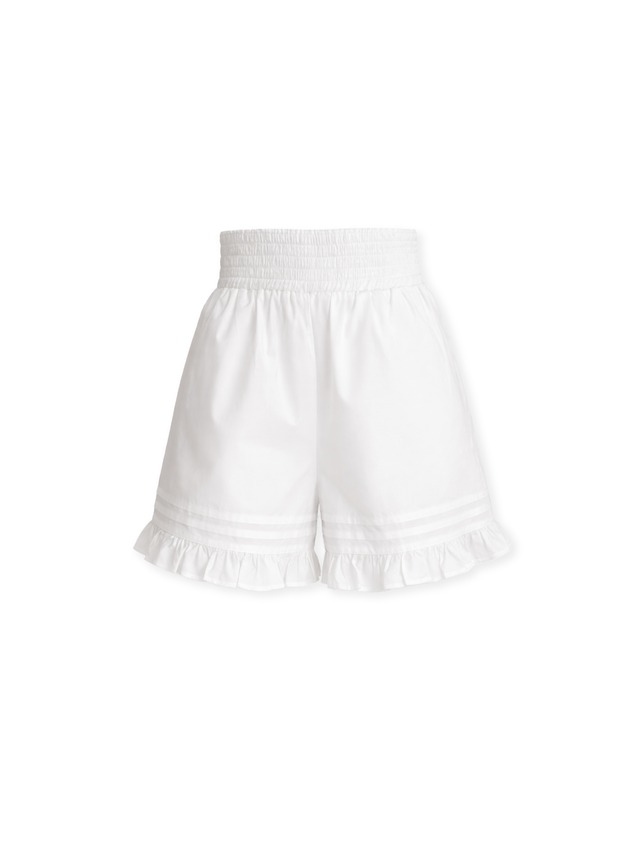 FRILL TRIMMED HALF PT -WHITE-