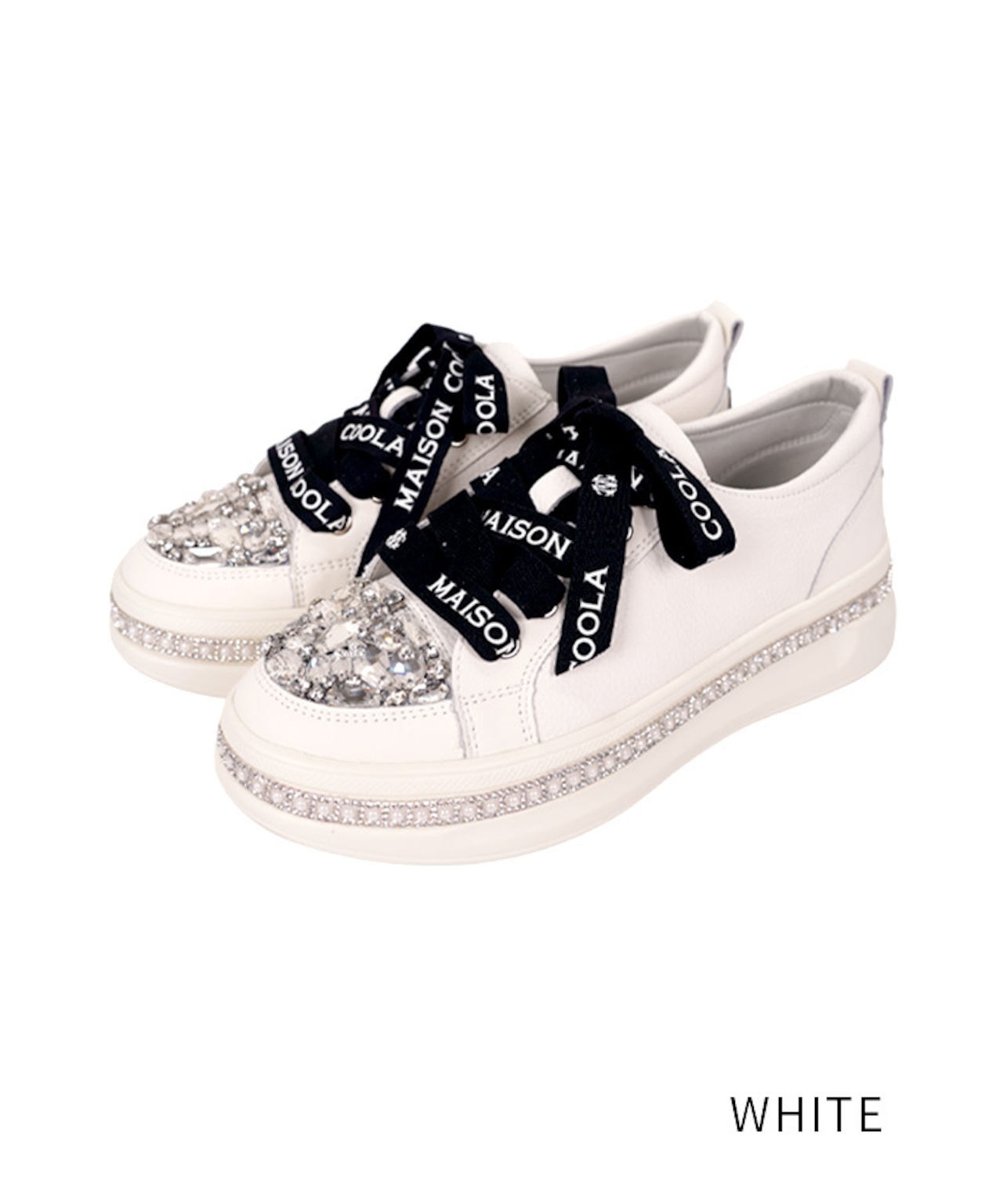 COOLAシューレースビジュースニーカー (WHITE) CQ-44537