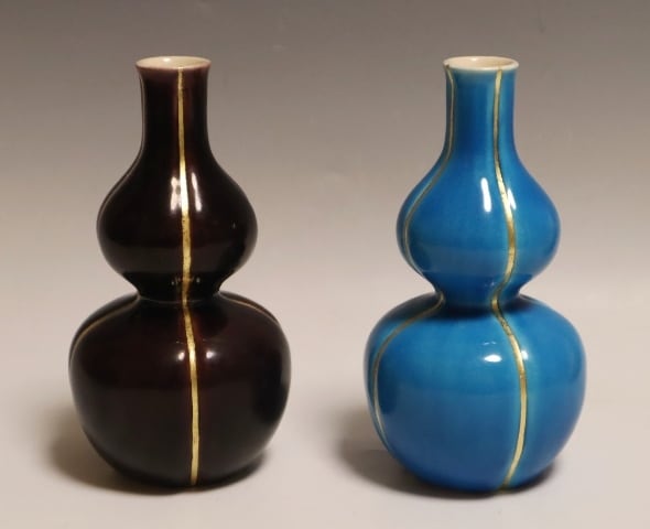 永楽善五郎造交趾瓢酒瓶 一双 | 賢祥堂 うつわ店