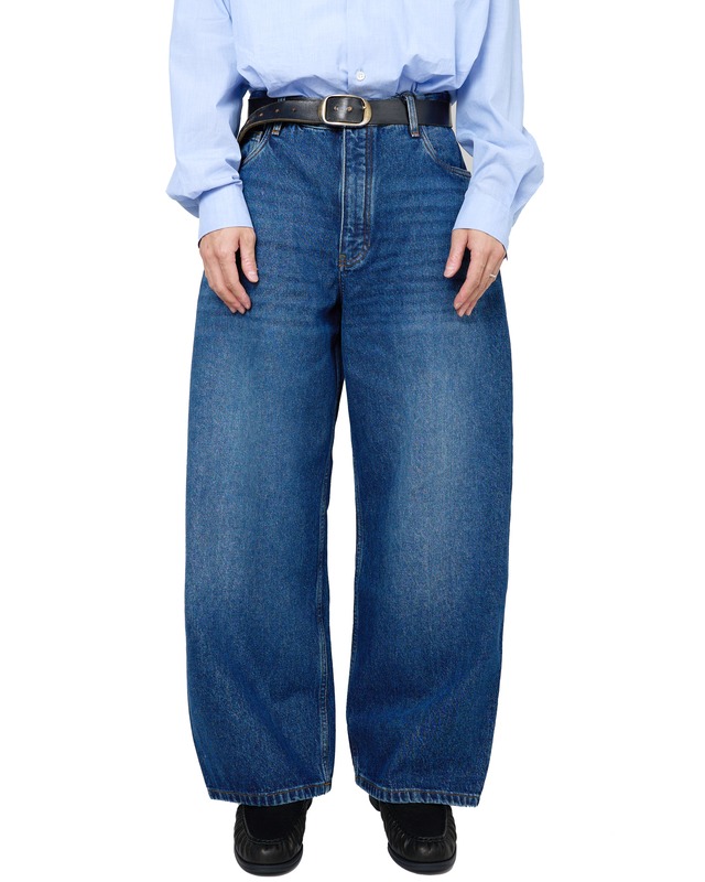 STUDIO NICHOLSON "PAOLO" DENIM PANT IN WORN WASH INDIGO