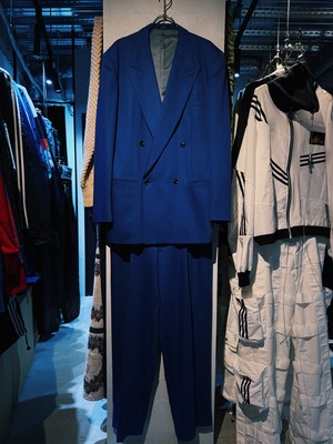 【D4C】90’s vintage "DOMON" marine blue color quattro botão double breasted set up