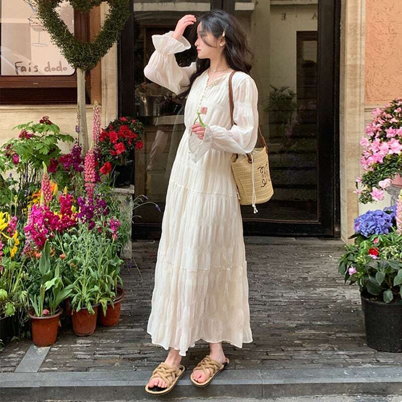 上品おしゃれロングワンピース長袖春夏 春新作 ワンピース 春 夏 ロング 無地 ロングワンピース