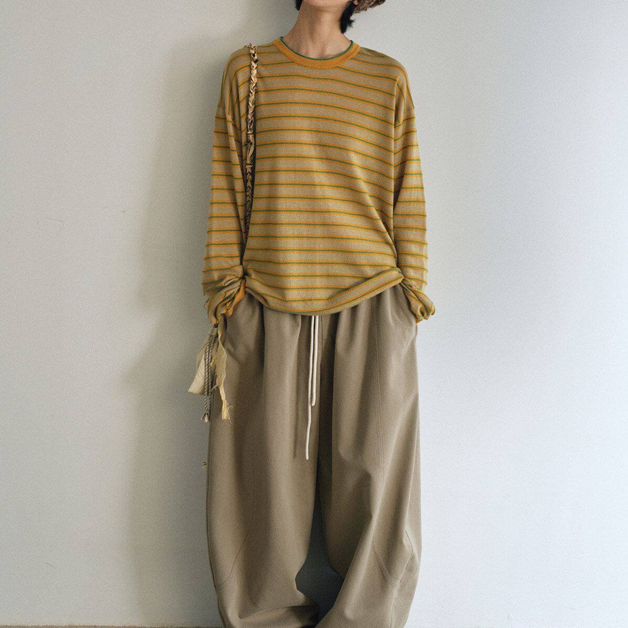 Striped Long Sleeve Crew Neck tops T4309