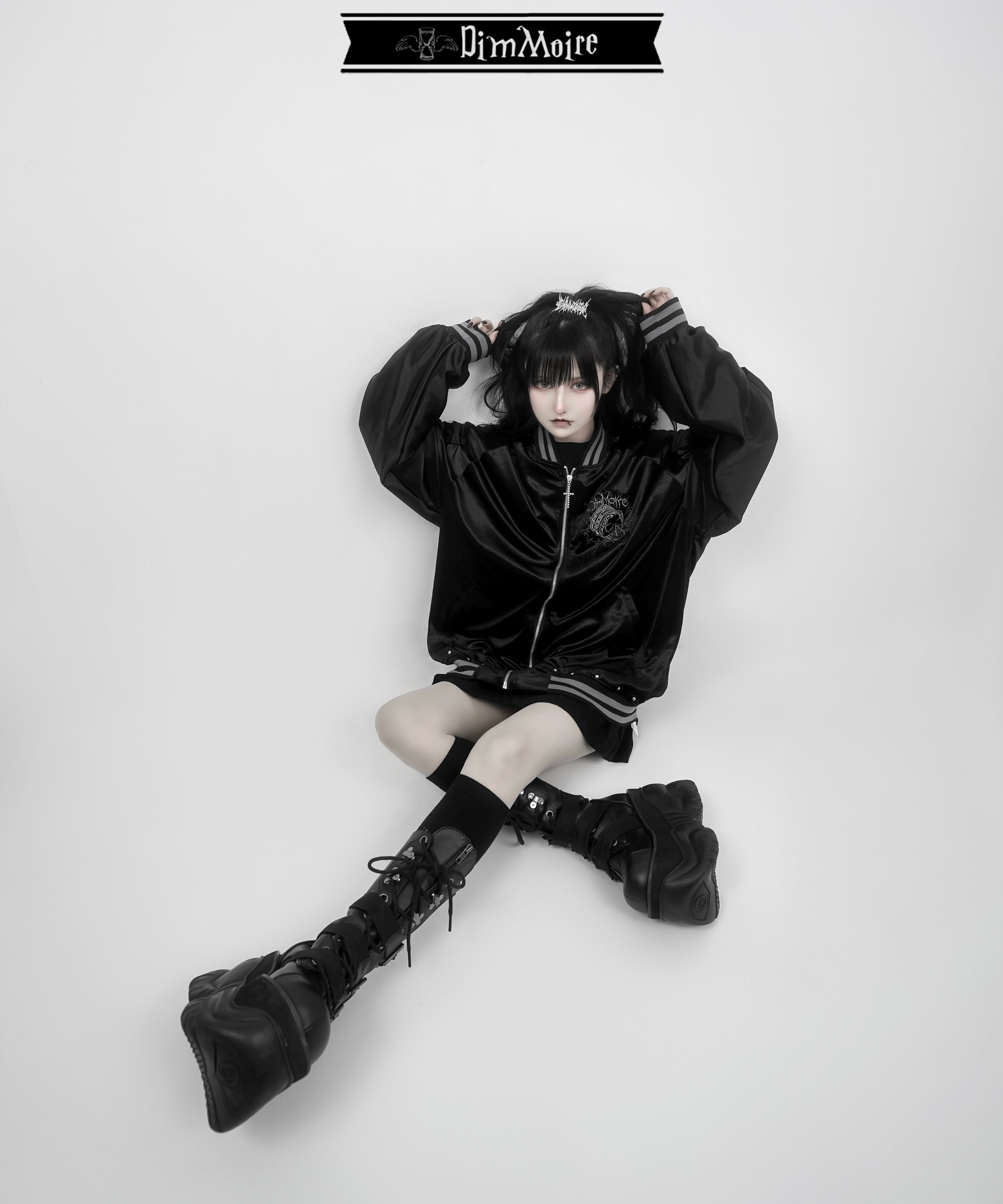 ディムモアール　Messy BonesベロアスカジャンBlack ユニセックス Messy Bonesベロアスカジャン【Black】 | DimMoire