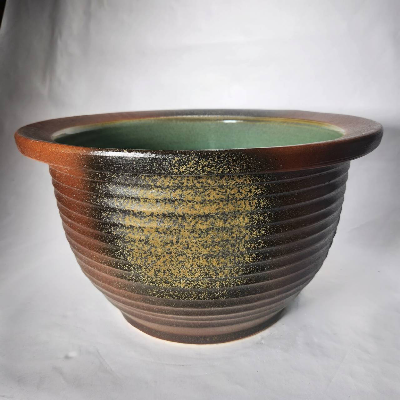コゲ千段水鉢 15号／睡蓮鉢（信楽焼き・陶器・水鉢・めだか鉢・メダカ