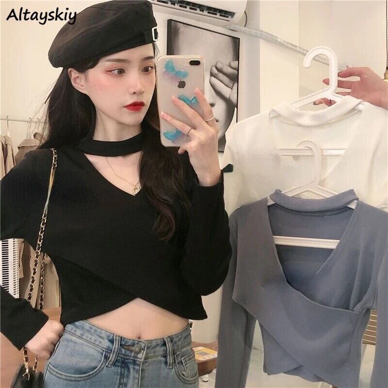 【新作】【送料無料】 クロップトップス Tシャツ女性服秋スリム Y2k 十字クロスソフト入札オルカジュアルシンプルなオールマッチ Mujer トレンディな美的 0346406211190