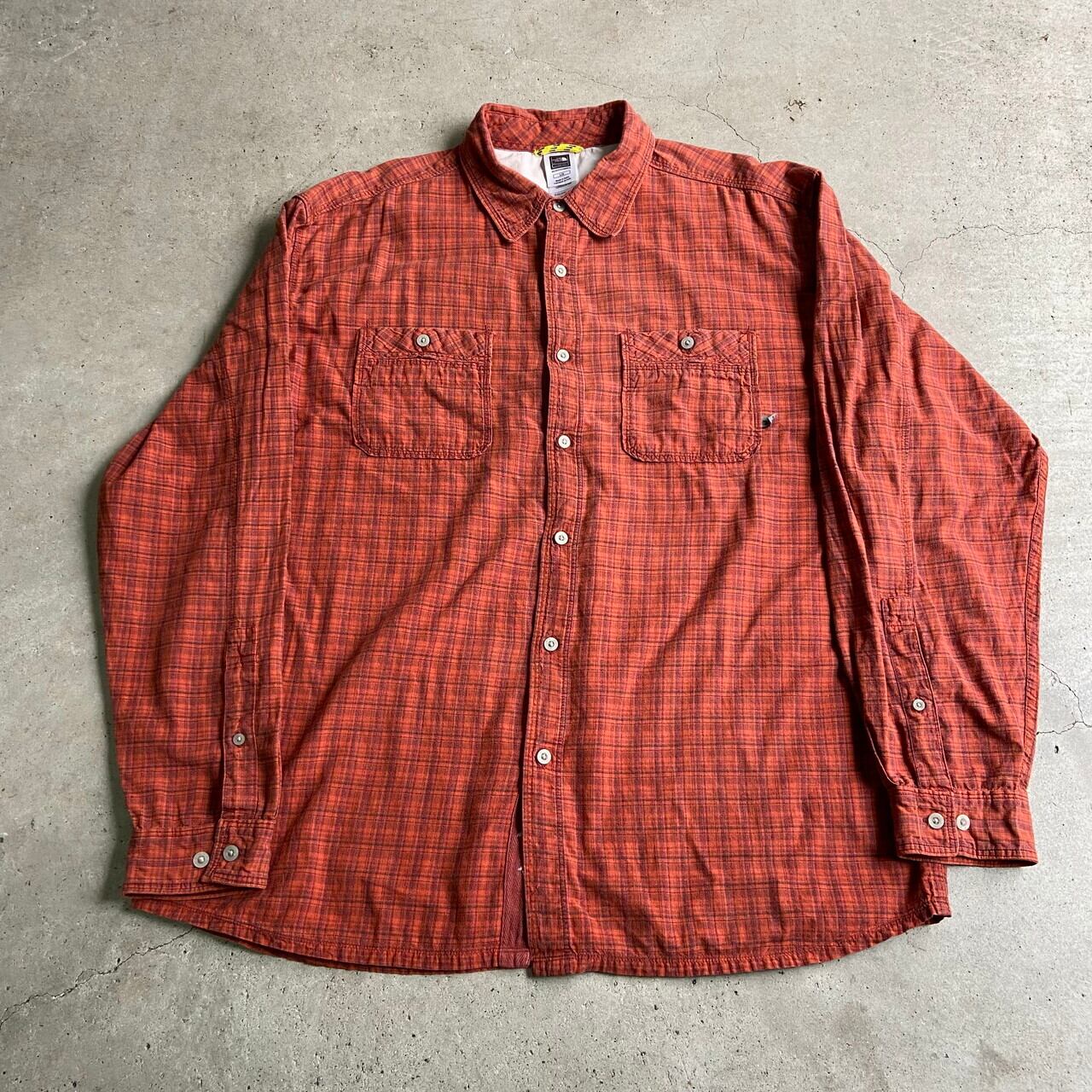 The North Face ザ ノースフェイス チェック柄 アウトドアシャツ メンズl 古着 チェックシャツ レンガ色 赤系 長袖シャツ Sa24 Cave 古着屋 公式 古着通販サイト