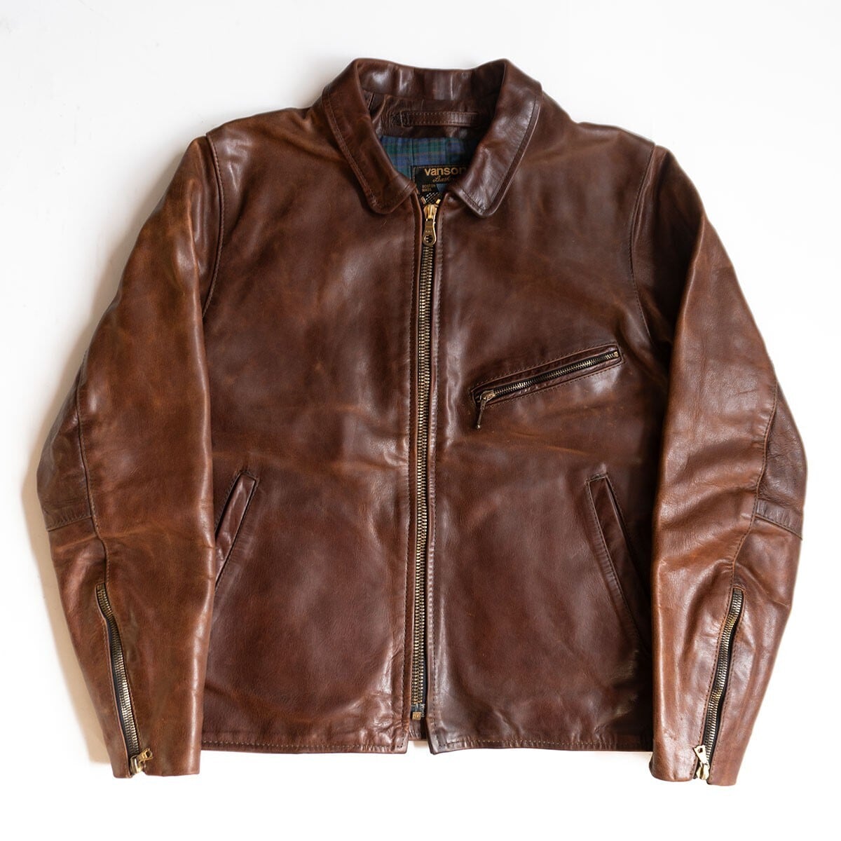 ほぼ新品　バンソン　エンフィールド　４０　レザーシングルライダースジャケット VANSON（バンソン） VANSON ENF シングル ライダース ブラック