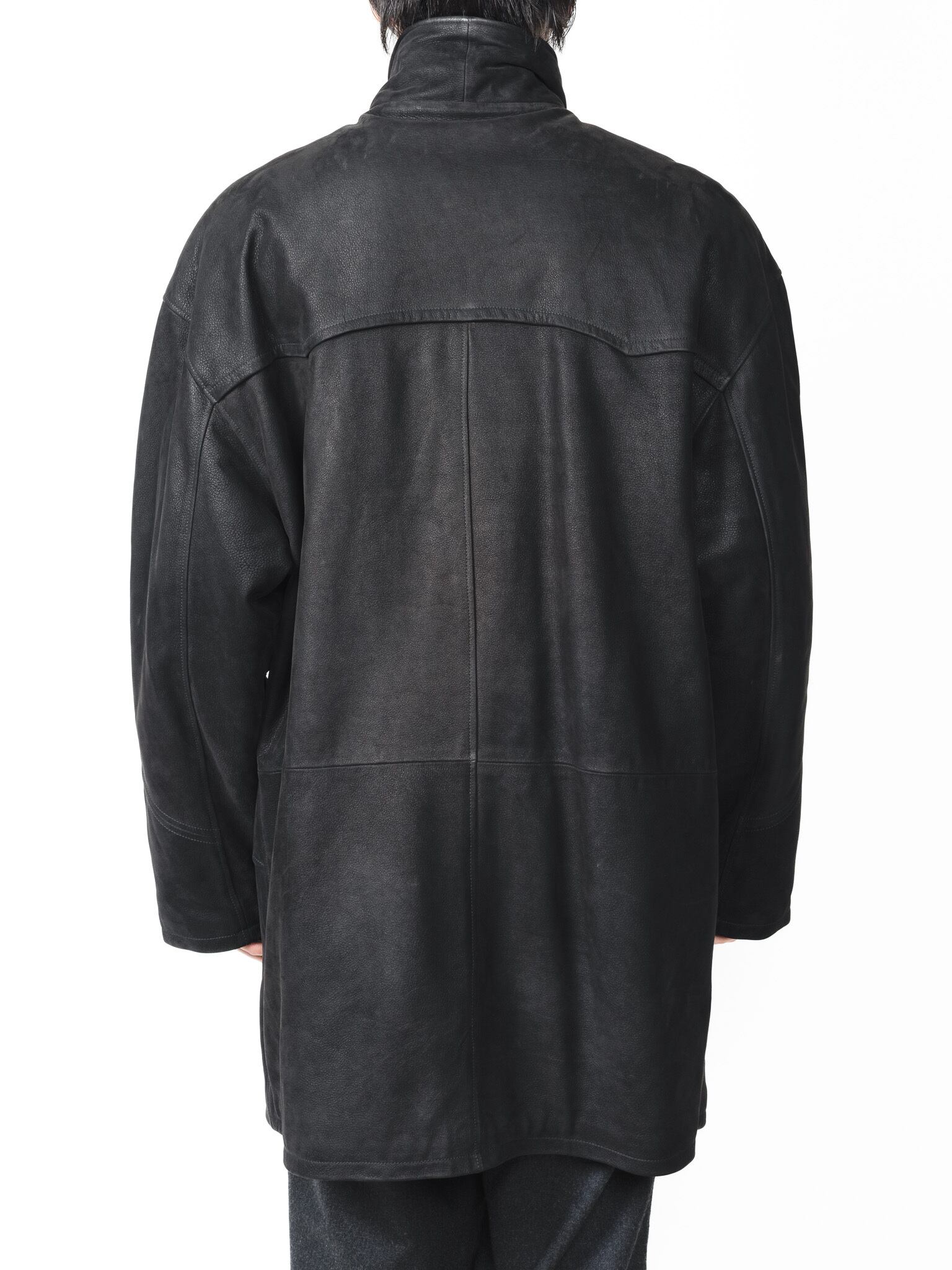 90's] “SERAPHIN” Grained Calf Padded Coat (made in France