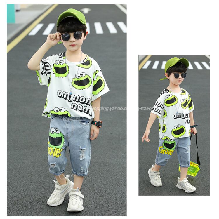 110㎝-160㎝】2点セット トップス×パンツ 半袖 全3色 キャラクター  