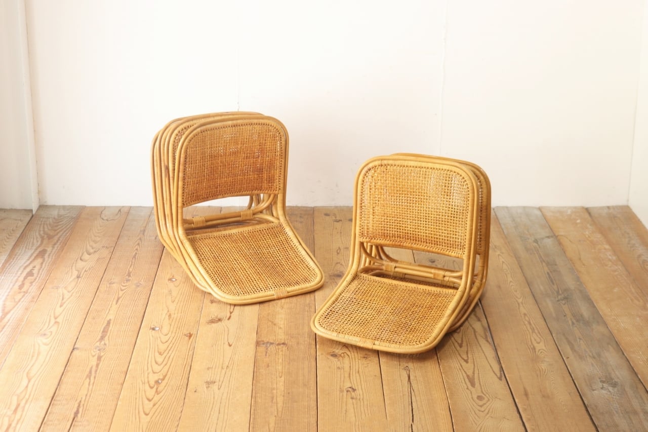 在庫あり レトロ ラタン 籐家具 座椅子 いす ナチュラル 和モダン 旅館 店舗什器 ヴィンテージ