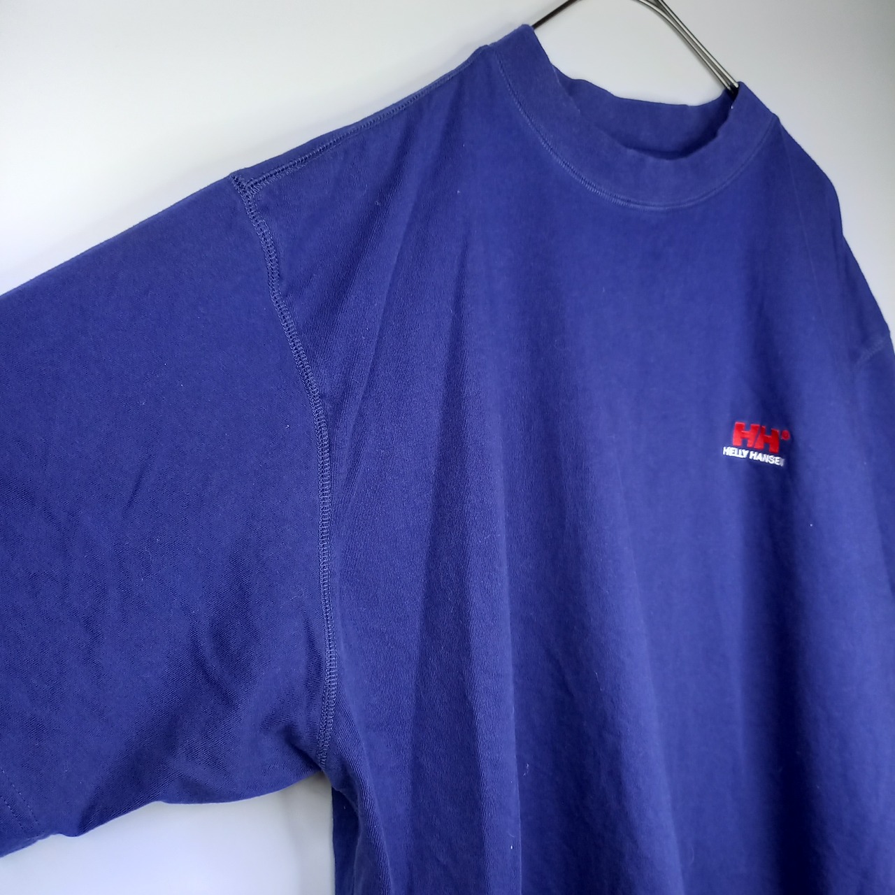 ヘリーハンセン　クルーネック　Tシャツ　刺繍ロゴ　ネイビー　メンズ　L