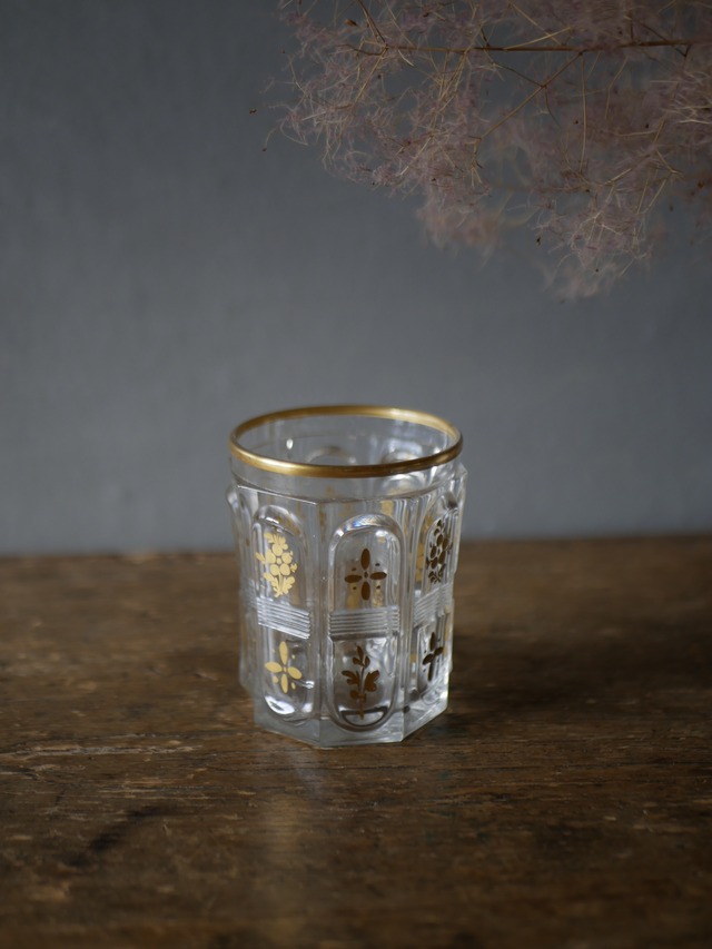 クリスタル　金彩　グラス　シャルル10世　フランスアンティーク　アンティークのある暮らし　