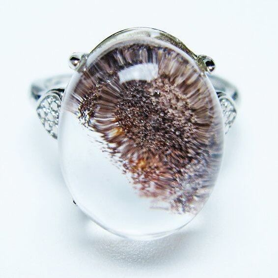 ガーデンクォーツ 指輪 ガーデン水晶 リング フリーサイズ 16号 一点物 メール便可 [M便 1/20] 115-6956