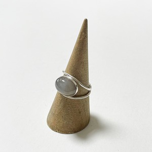Old 925 Silver Gray Moonstone Double Wire Ring