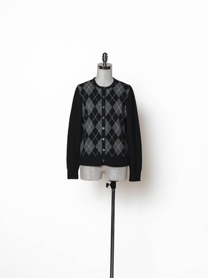 アーガイル柄 カシミヤ ニットカーディガン