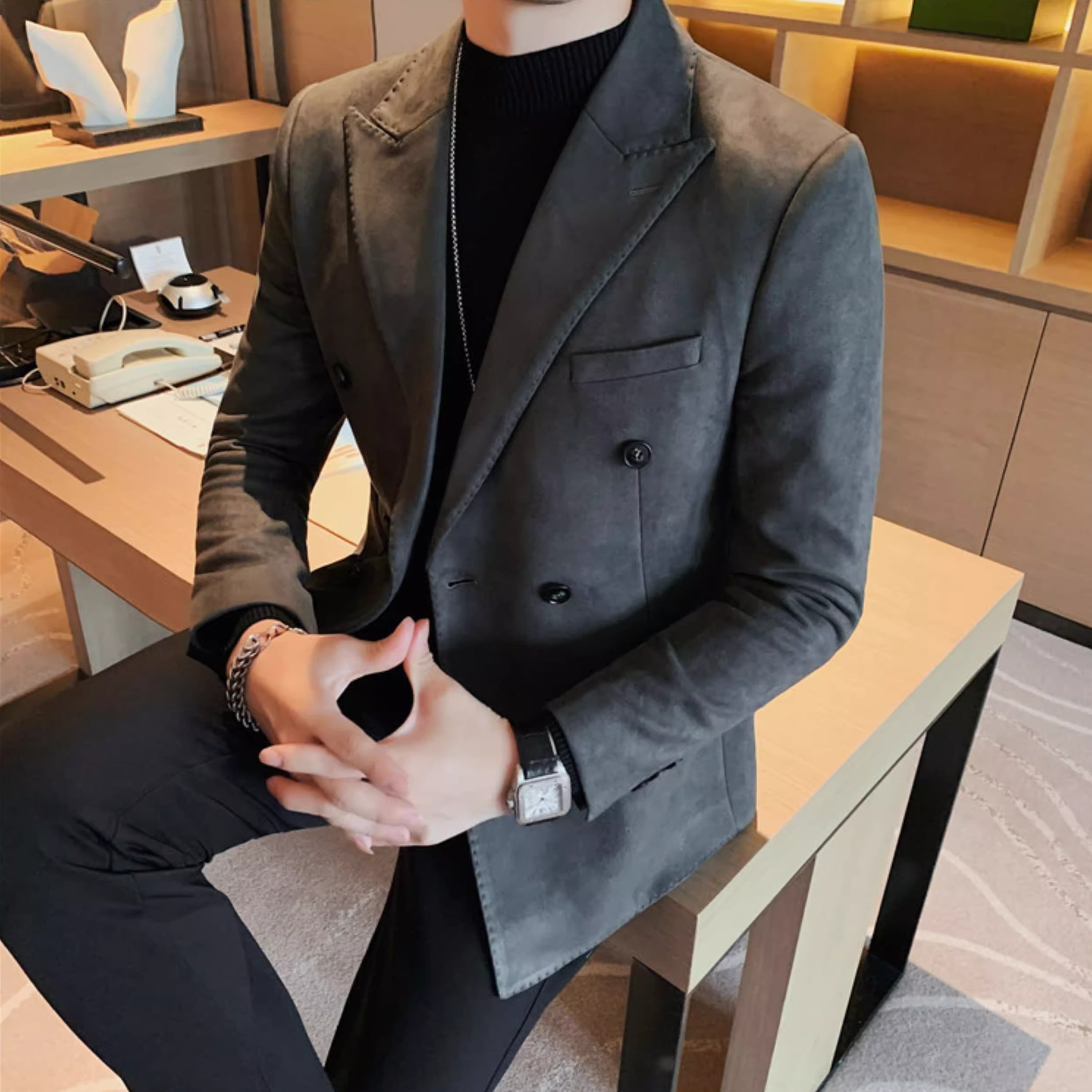  シングルブレストブレザー スエードジャケット シングルブレストブレザー スエード素材 スエード メンズテーラード