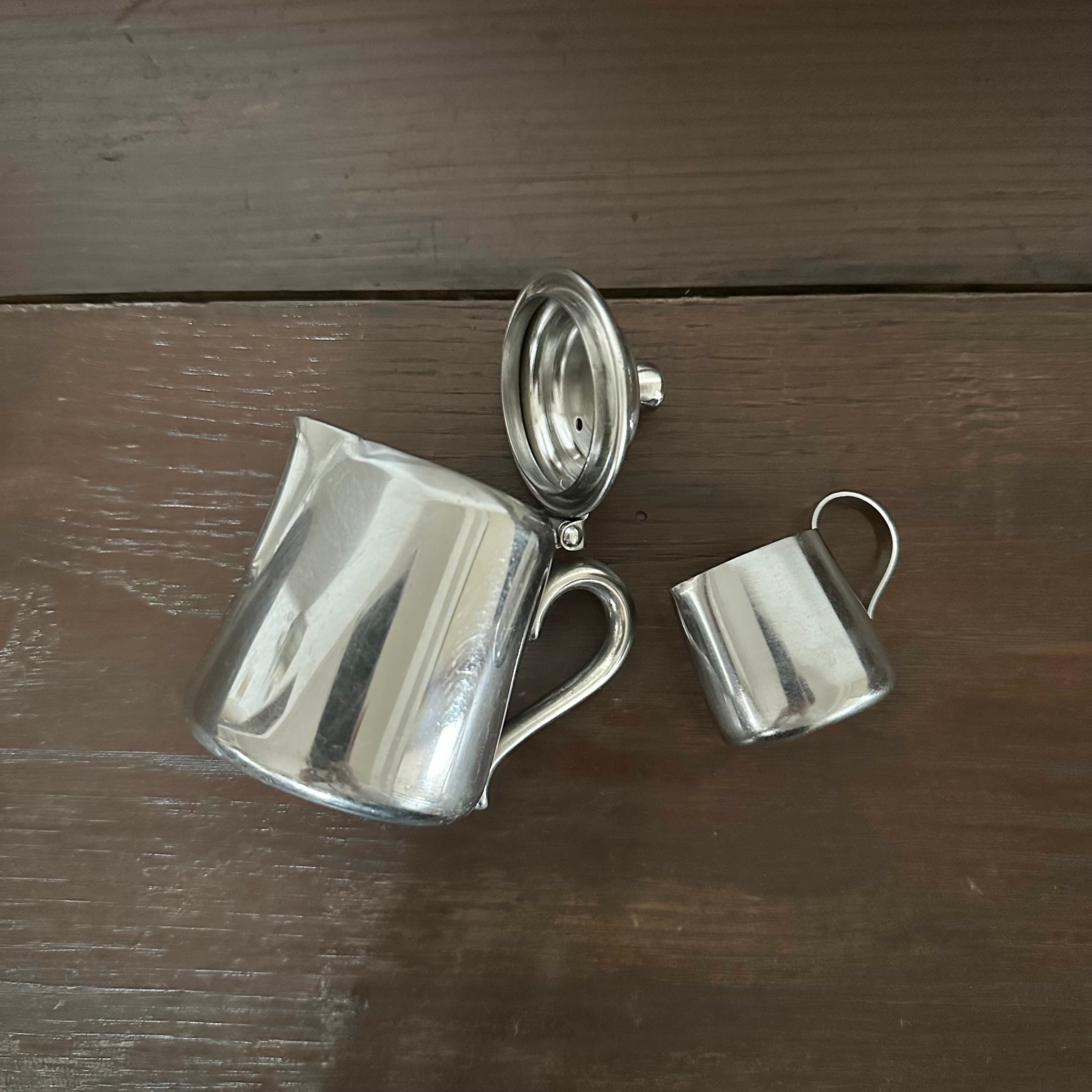 USED品 レトロ ステンレス ミルクピッチャー 2個セット | full