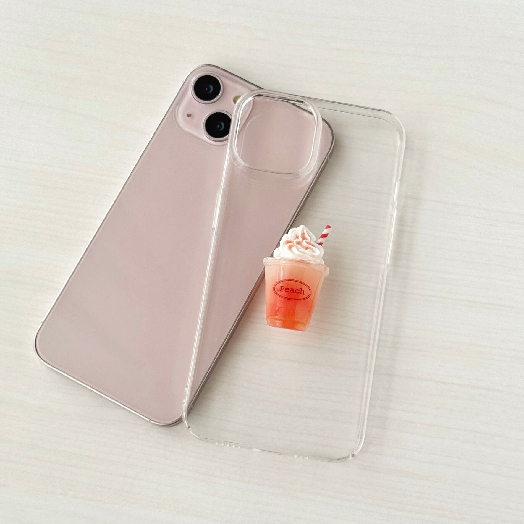 全機種対応】桃フラッペ iPhoneケース Android対応 クリア ピーチ