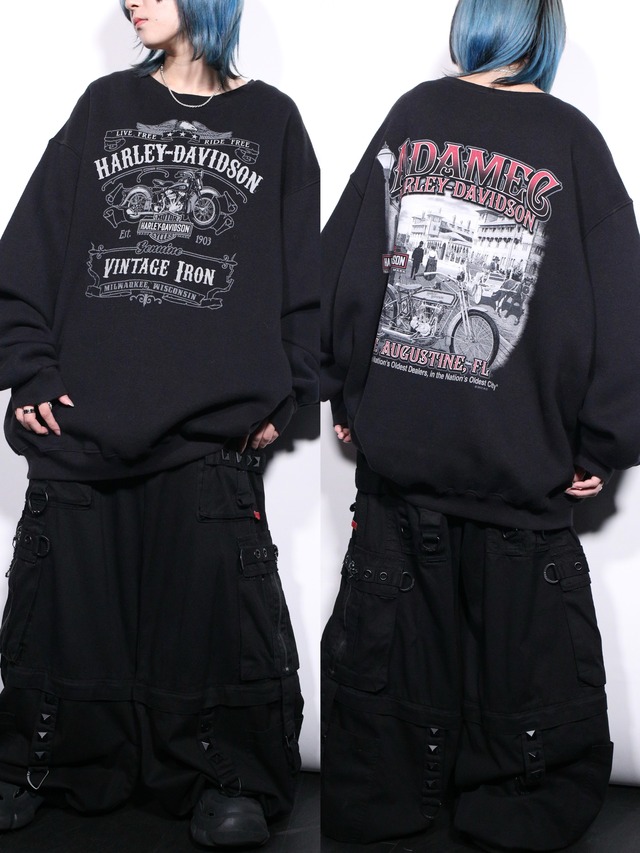 "Harley-Davidson" front and back print sweatshirt