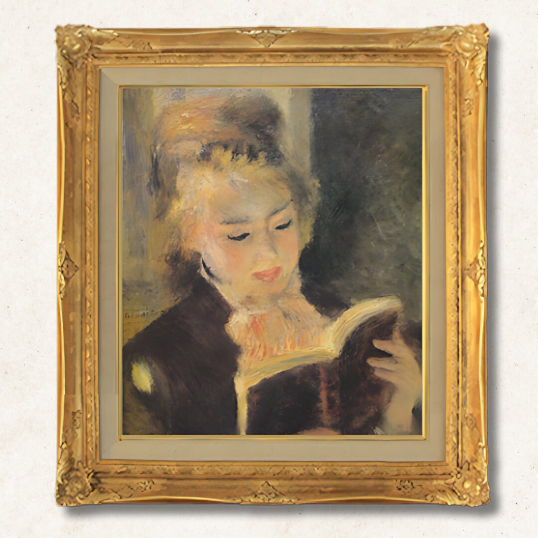 直筆仕上げ油絵 【ルノワール】読書する少女 F10 絵画 アート インテリア 人物画