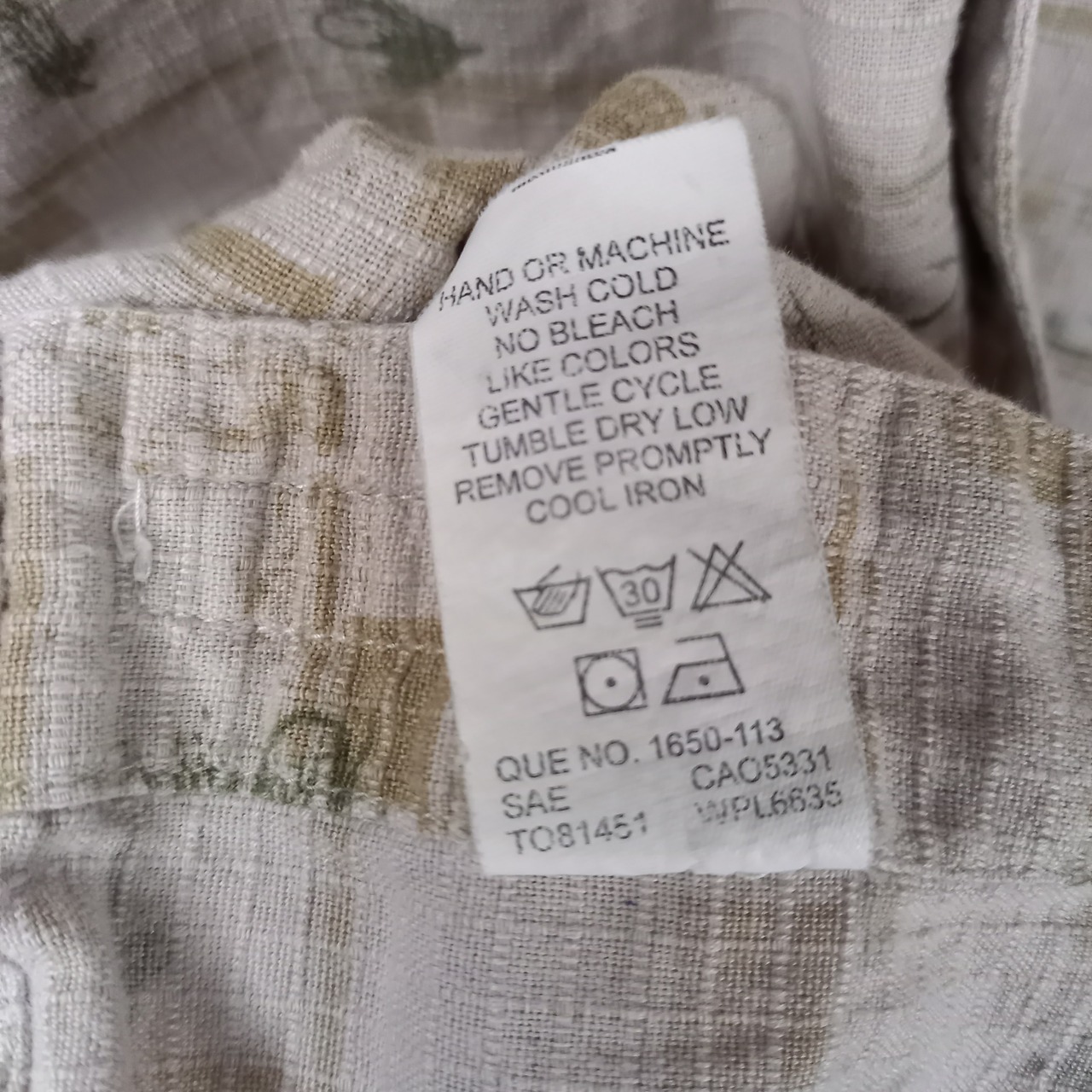 90s　ウールリッチ　コットンシャツ　総柄　半袖　ベージュ　L