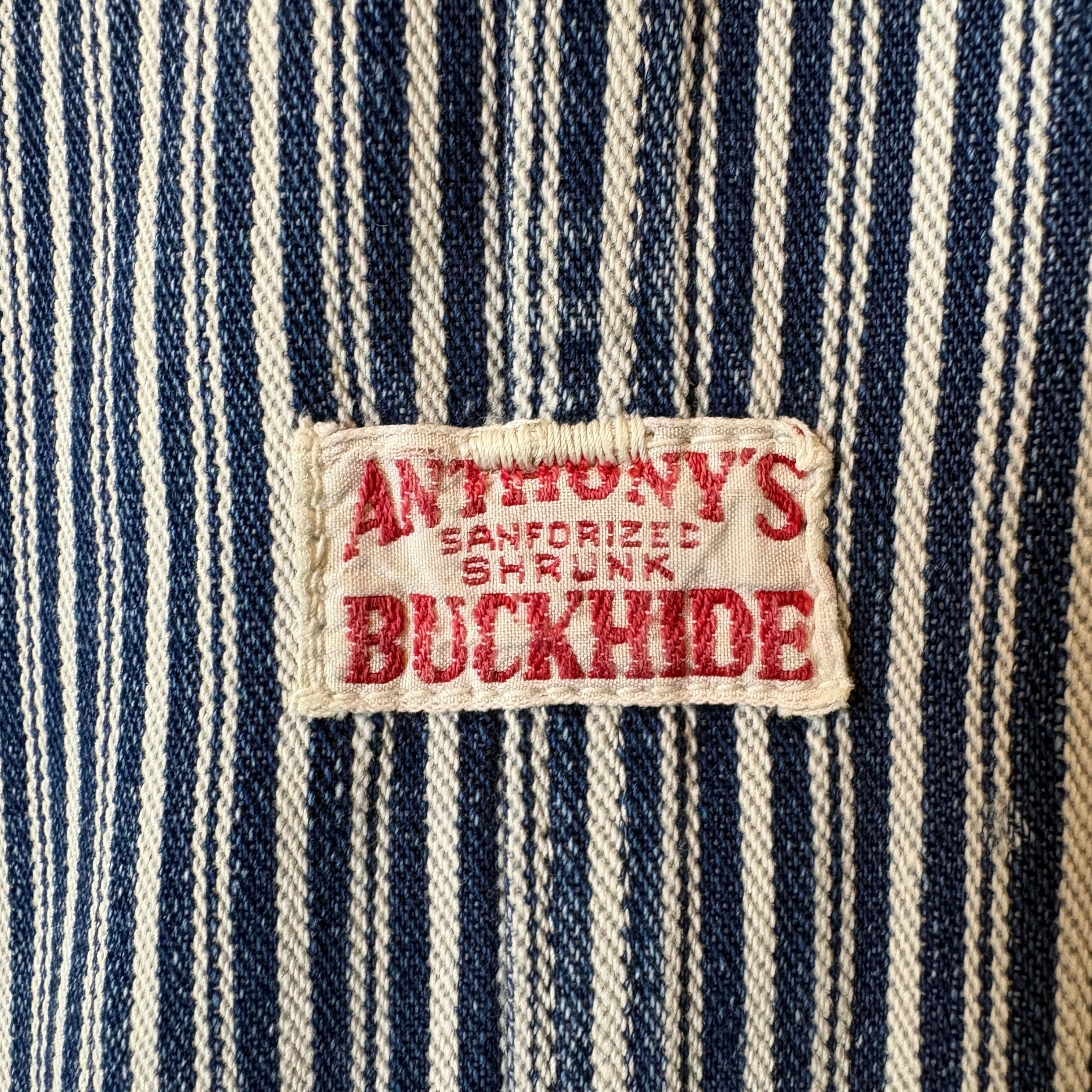 30s Anthony's BUCKHIDE チンストラップ ヒッコリー カバーオール