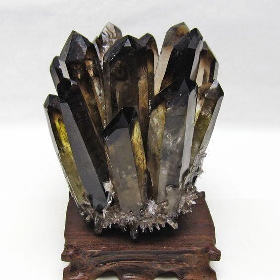 黒水晶 クラスター モリオン 原石 台座付属 一点物 182-8710
