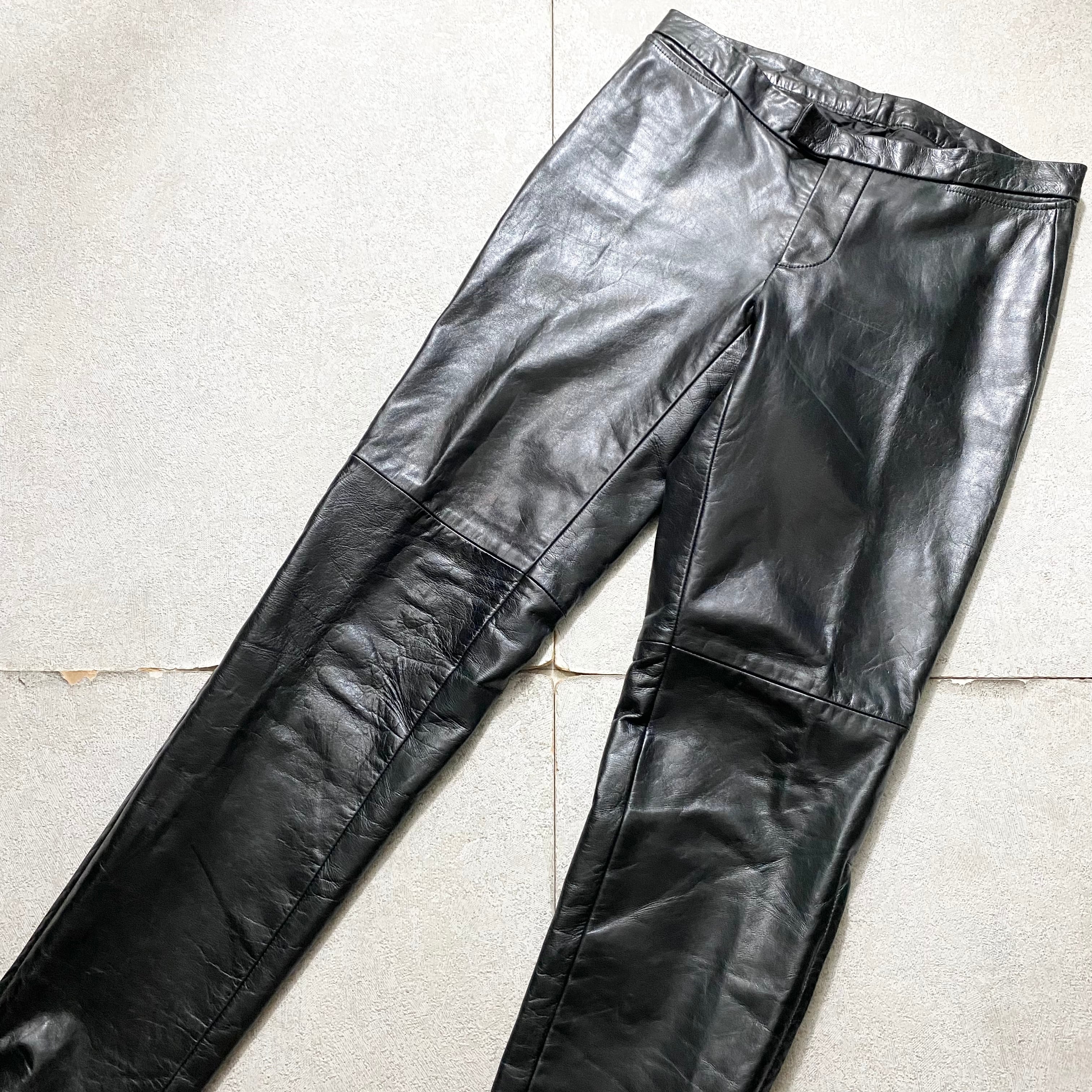 COSTUME NATIONAL HOMME black leather pants | NOIR ONLINE