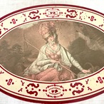 ヴィンテージ缶　貴族絵　オーバル型　お菓子缶　大きな帽子　バロック 12otec1