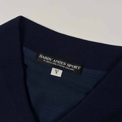 美品 HARDY AMIES ハーディエイミス ロゴ刺繍 ポケット付き 天竺コットン 半袖 ポロシャツ サイズ 5 /ネイビー/メンズ/日本製