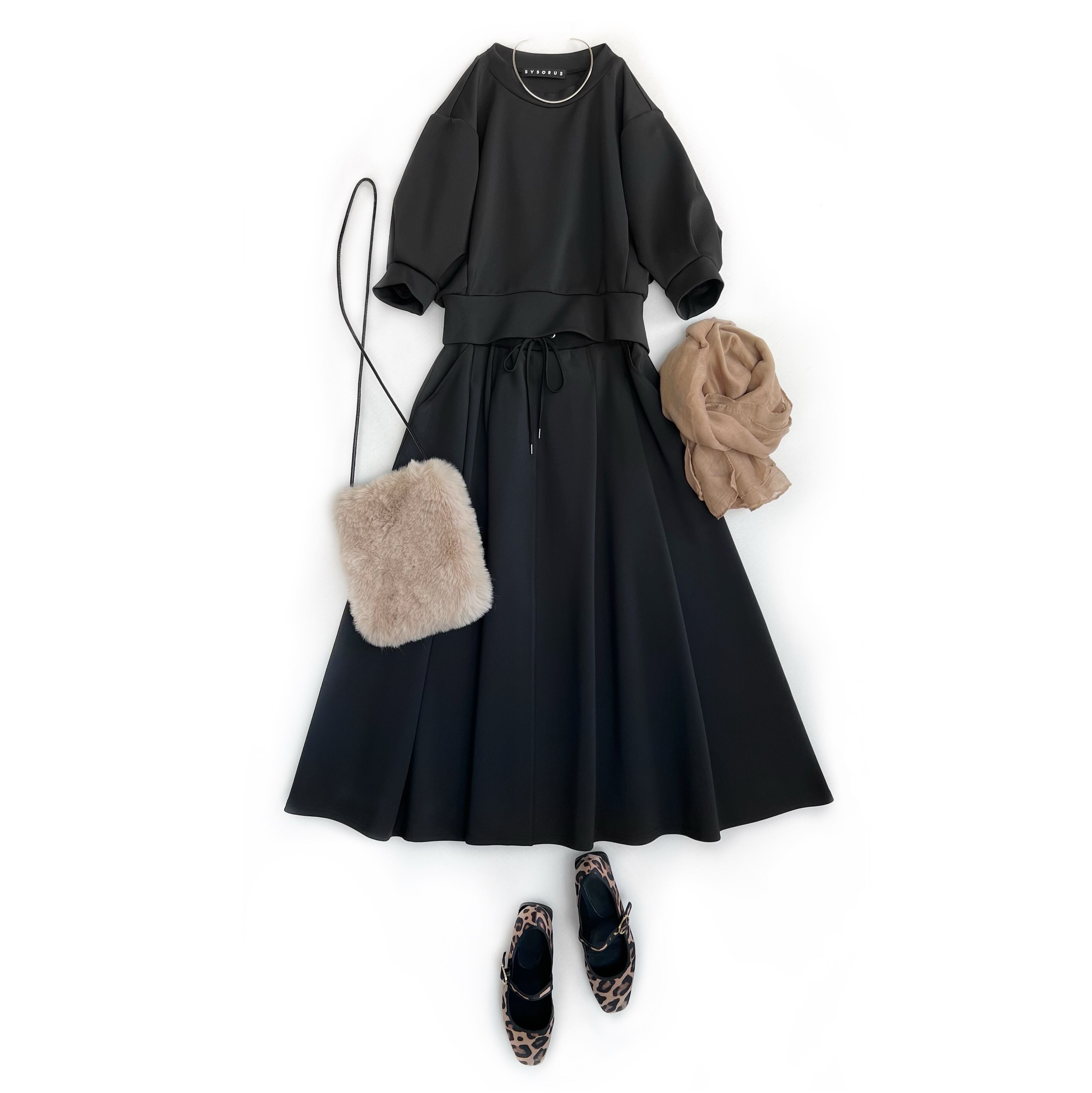 SYSORUS × akko3839 レクチュールタックフレアスカート 450-26581  