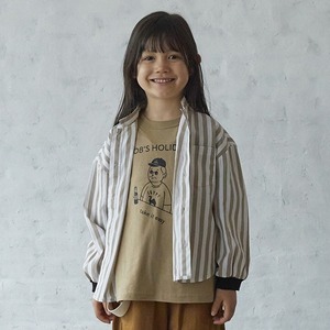 fov Mao Collor Stripe Shirt【90-160cm】Beige
