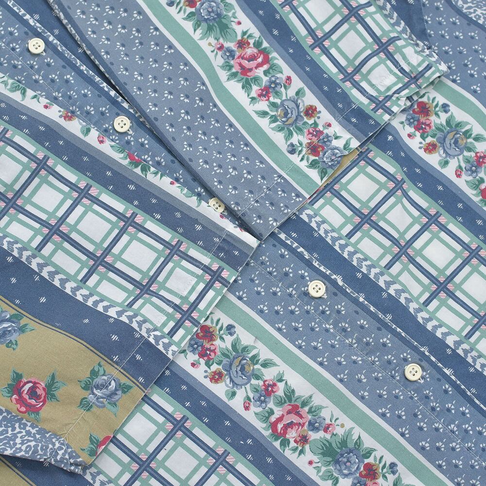 Vintage ヴィンテージ レトロフラワー ストライプパターン 総柄 Vintage ヴィンテージ レトロフラワー ストライプパターン 総柄