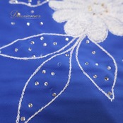 【社交ダンス衣装】ブルー トップス ブラウス 青 白 花 刺繍 レッスン 練習着 ホワイト ストレッチ ラインストーン かわいい