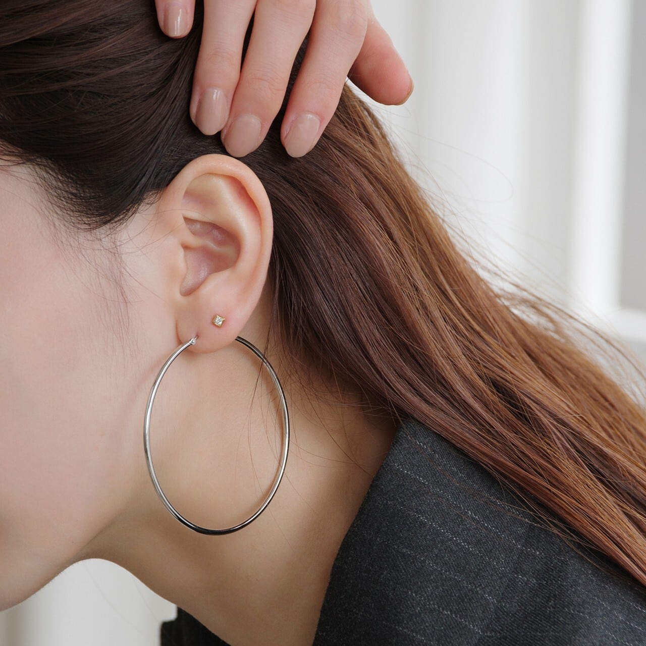 プラチナ 直径60mm フープピアス【MPT0008P1】 | MONICE/モニス