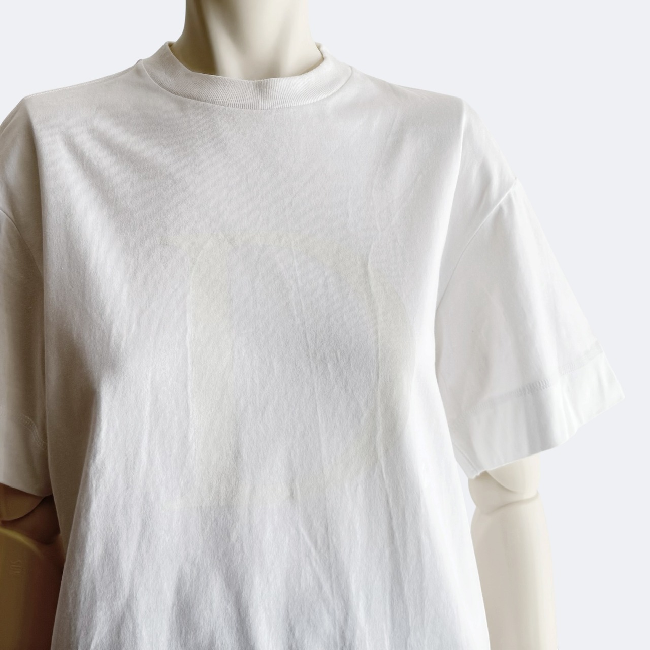 Drawer ドゥロワー Dプリント クルーネックTシャツ 白 コットン 日本製 