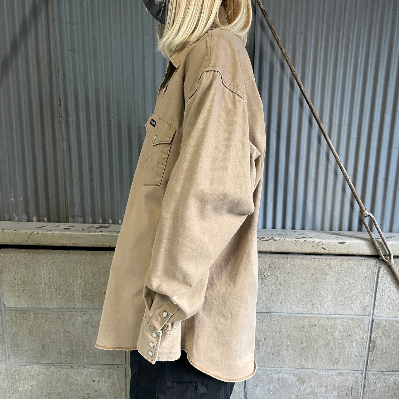 90年代〜 Wrangler ラングラー 無地 長袖 コットンツイル ウエスタン 