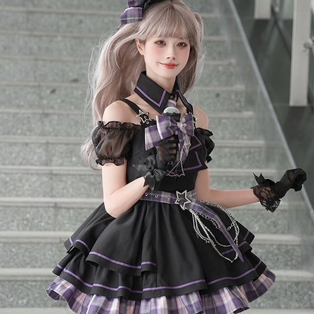 アイドル衣装｜チェック切替フリルワンピ＋レッグカバーセット ライブ衣装｜SEASONZ