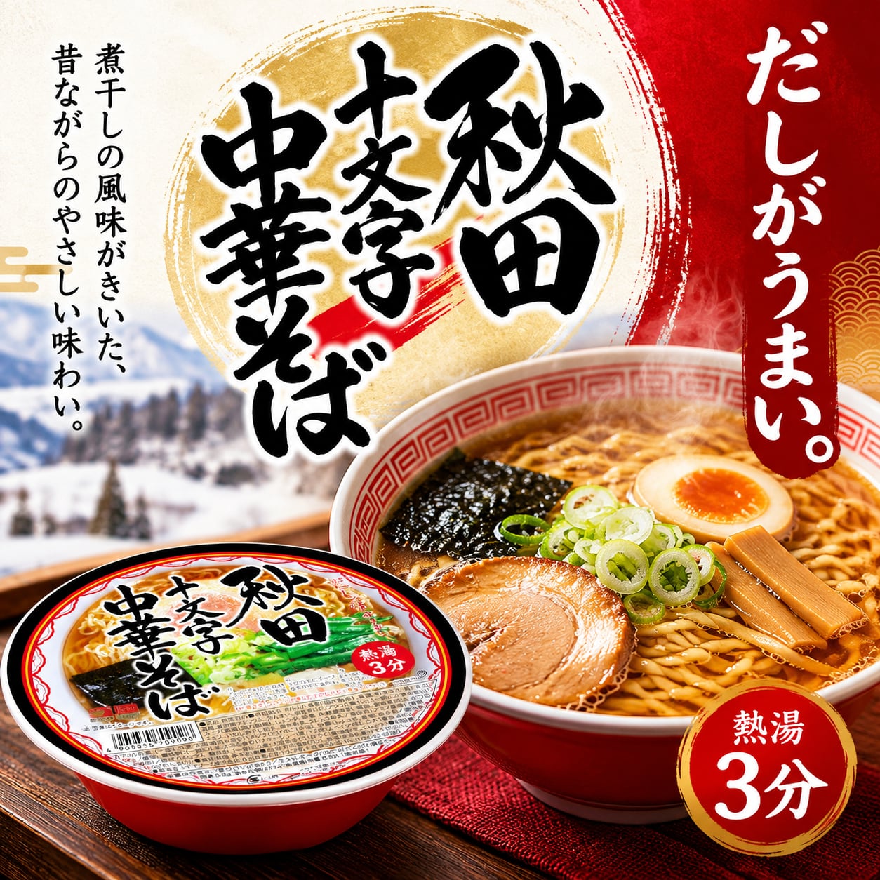 秋田十文字中華そば（即席カップめん） | トヤマフーズ