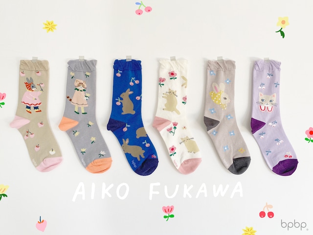 【Aiko Fukawa】布川愛子 SOCKS 頭巾のうさぎ ソックス