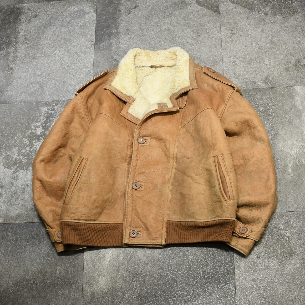 brown mouton leather jacket